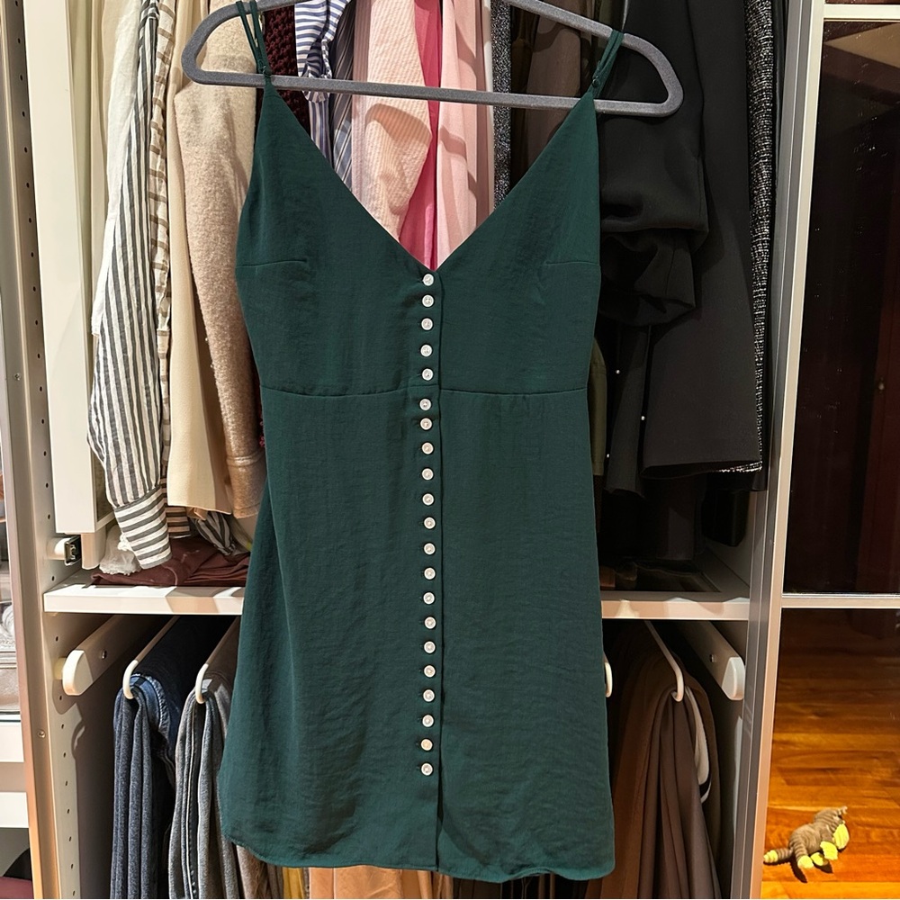 Urban Outfitters Dark Green Dress with Button Front